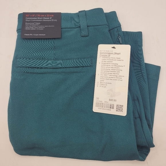 Lululemon Commission Short Classic 9" Green Jasper Size 30 - Picture 3 of 12